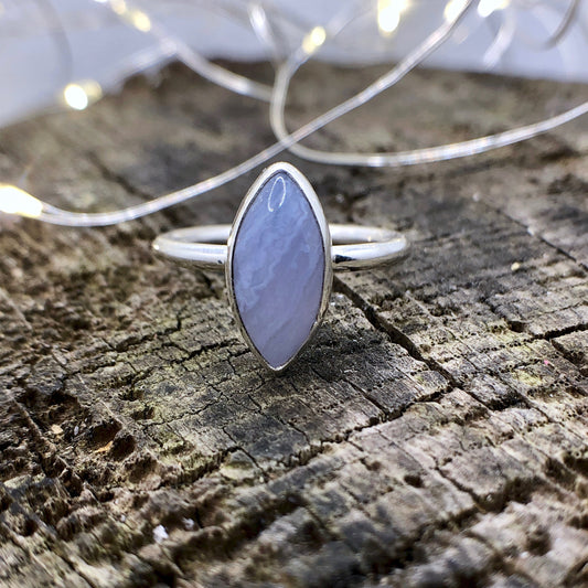 Blue Lace Agate Marquise Ring