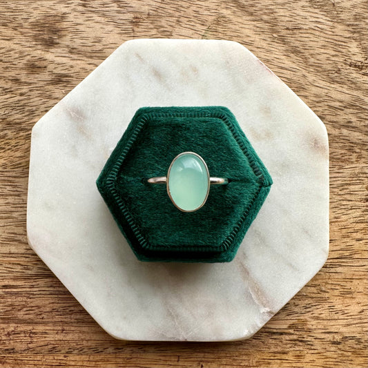 Aqua Chalcedony Oval Ring