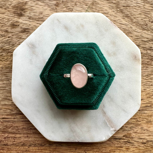 Rose Quartz Oval Ring