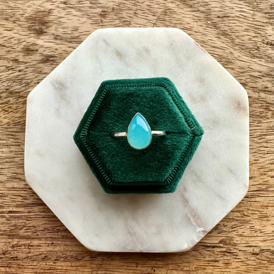 Blue Chalcedony Teardrop Ring