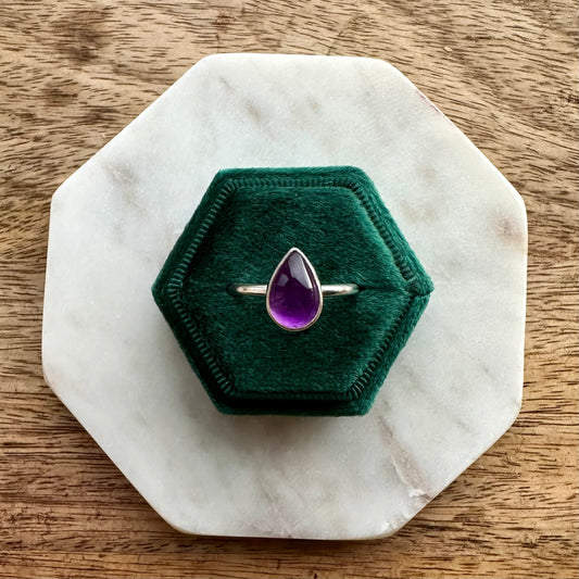 Amethyst Teardrop Ring
