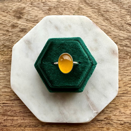 Yellow Chalcedony Oval Ring