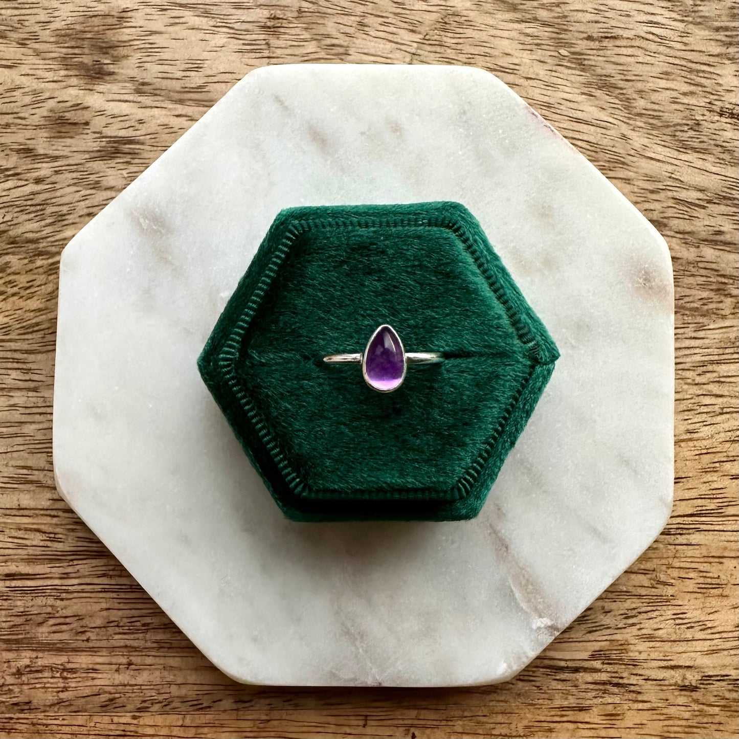 Amethyst Dainty Teardrop Ring