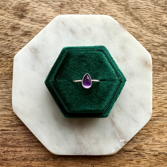 Amethyst Dainty Teardrop Ring