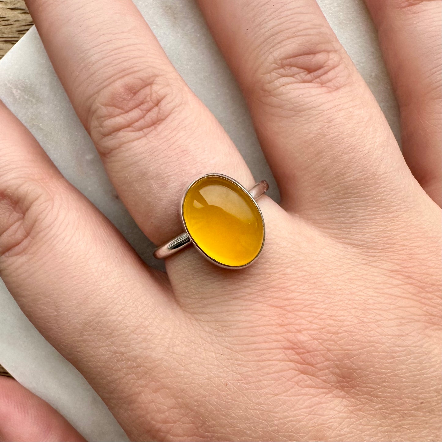 Yellow Chalcedony Oval Ring