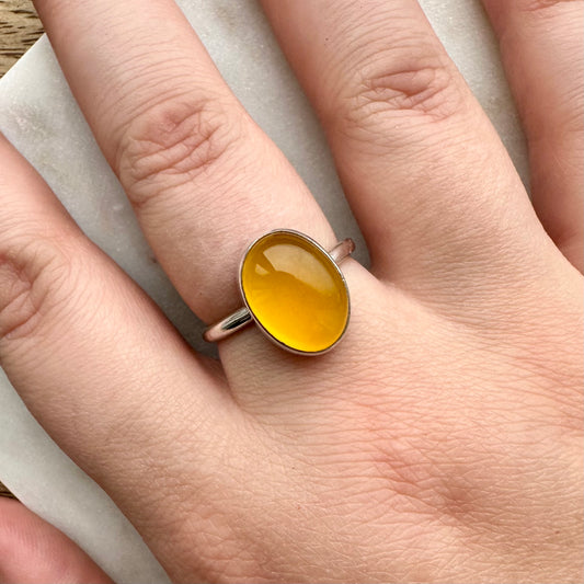 Yellow Chalcedony Oval Ring