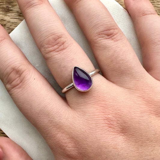 Amethyst Teardrop Ring