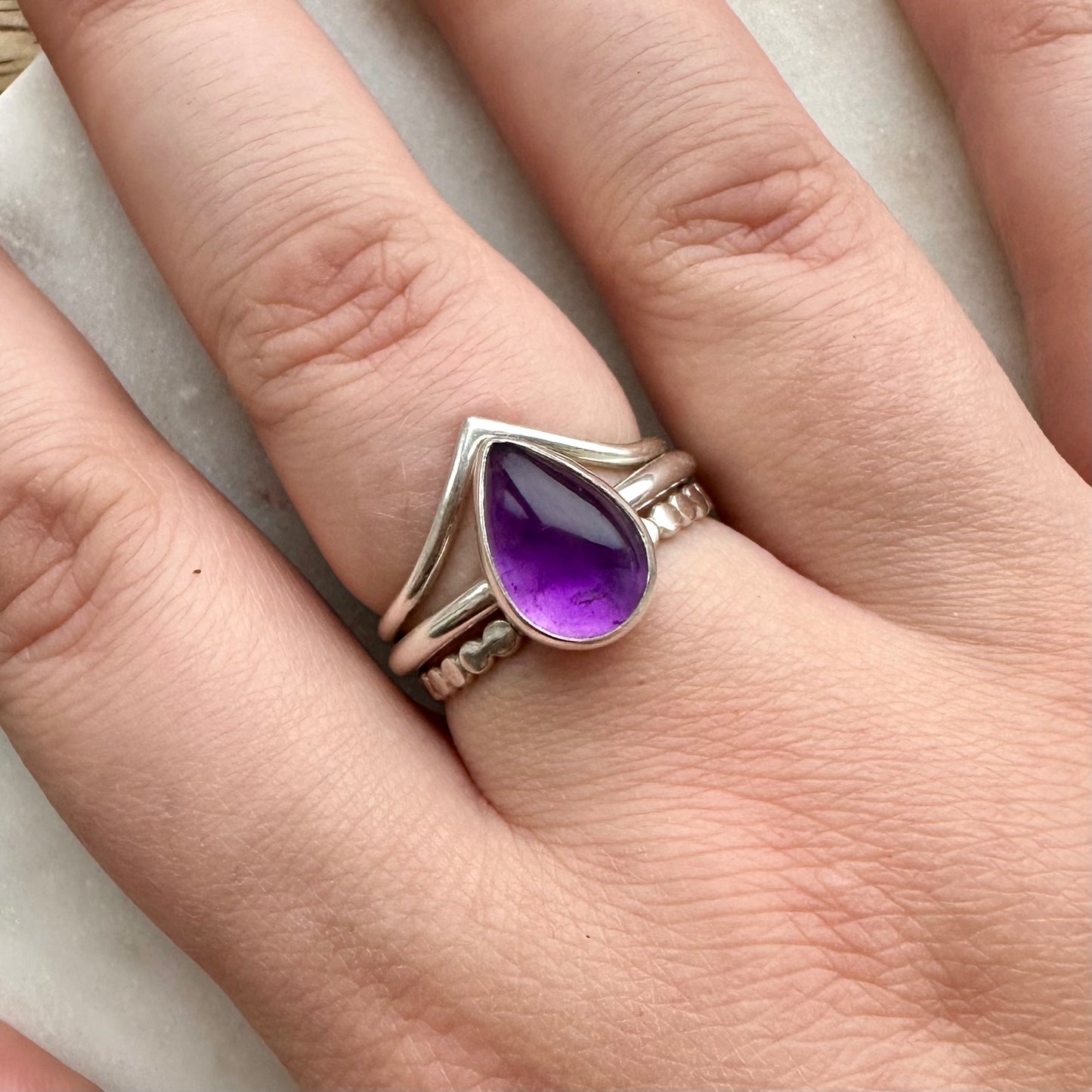 Amethyst Teardrop Ring