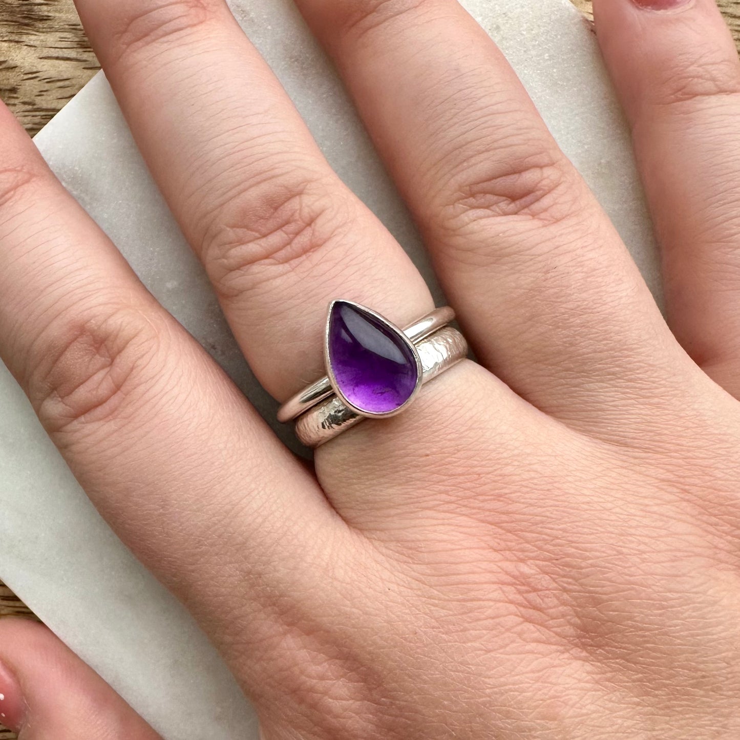 Amethyst Teardrop Ring