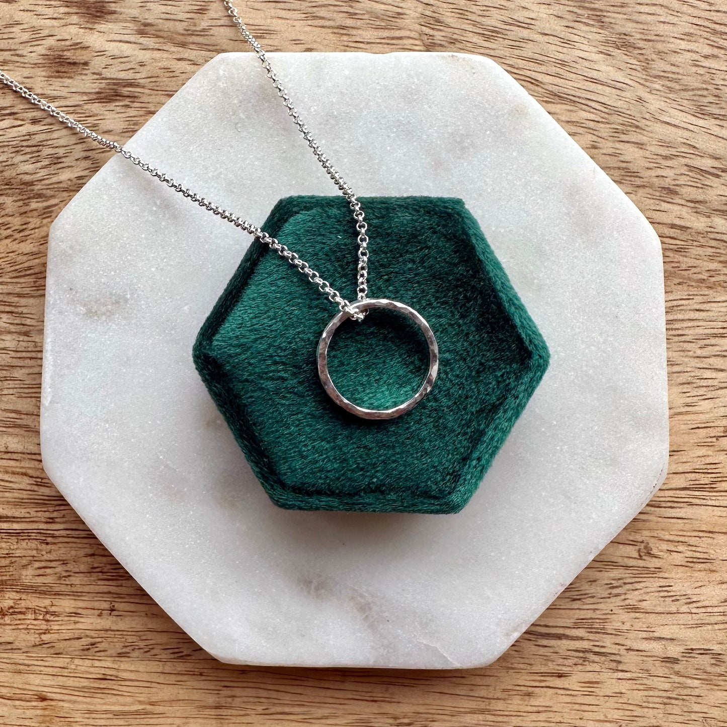 Hammered Small Infinity Ring Necklace