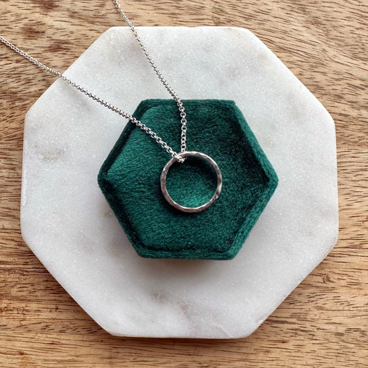 Hammered Small Infinity Ring Necklace