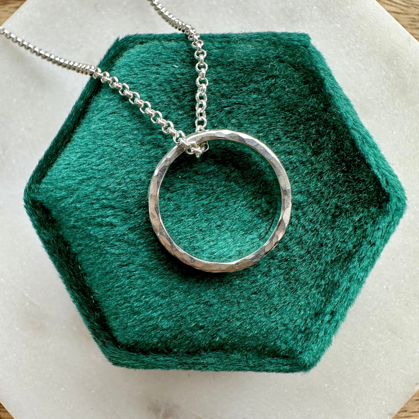 Hammered Small Infinity Ring Necklace