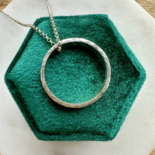 Hammered Large Infinity Ring Necklace