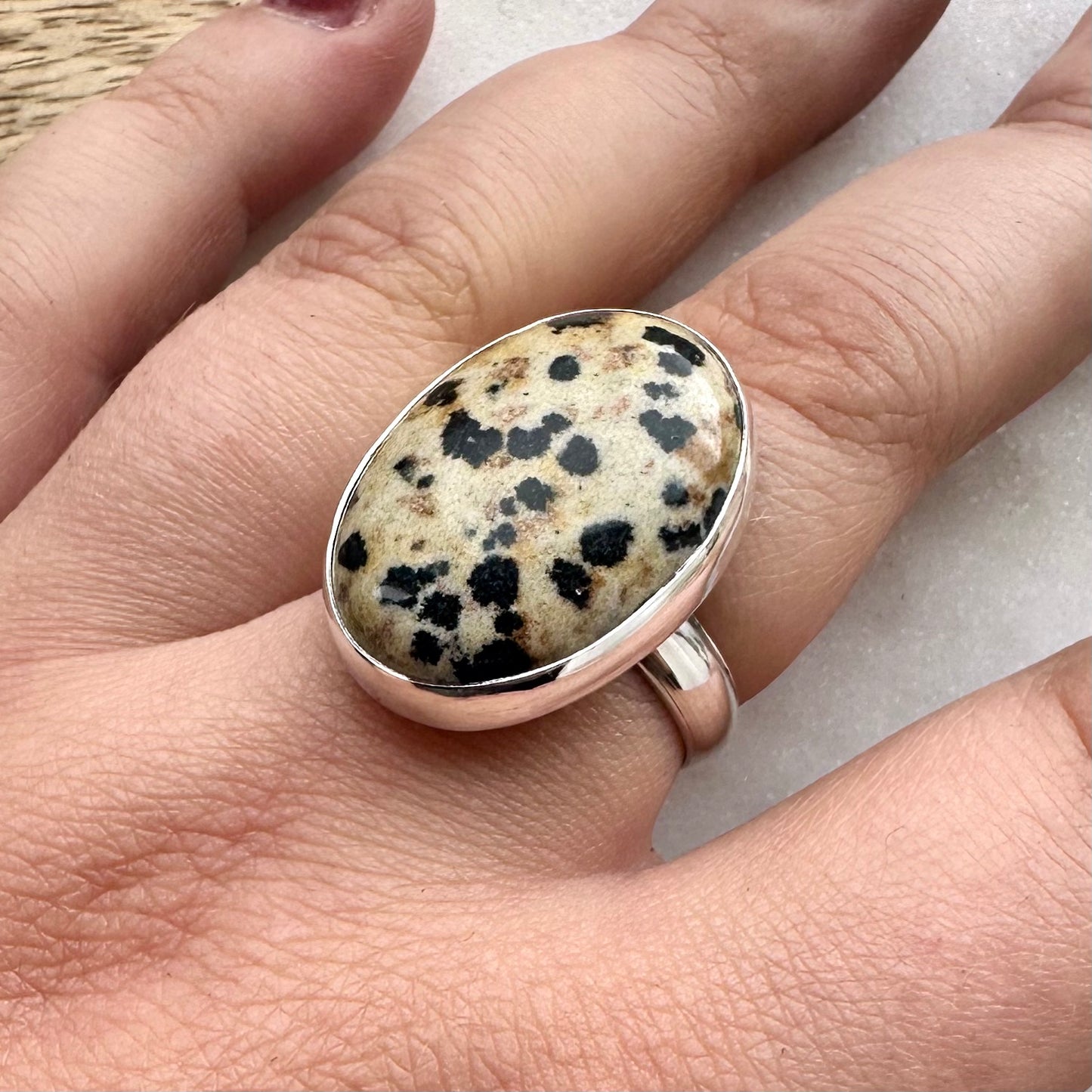 Dalmatian Jasper Statement Ring