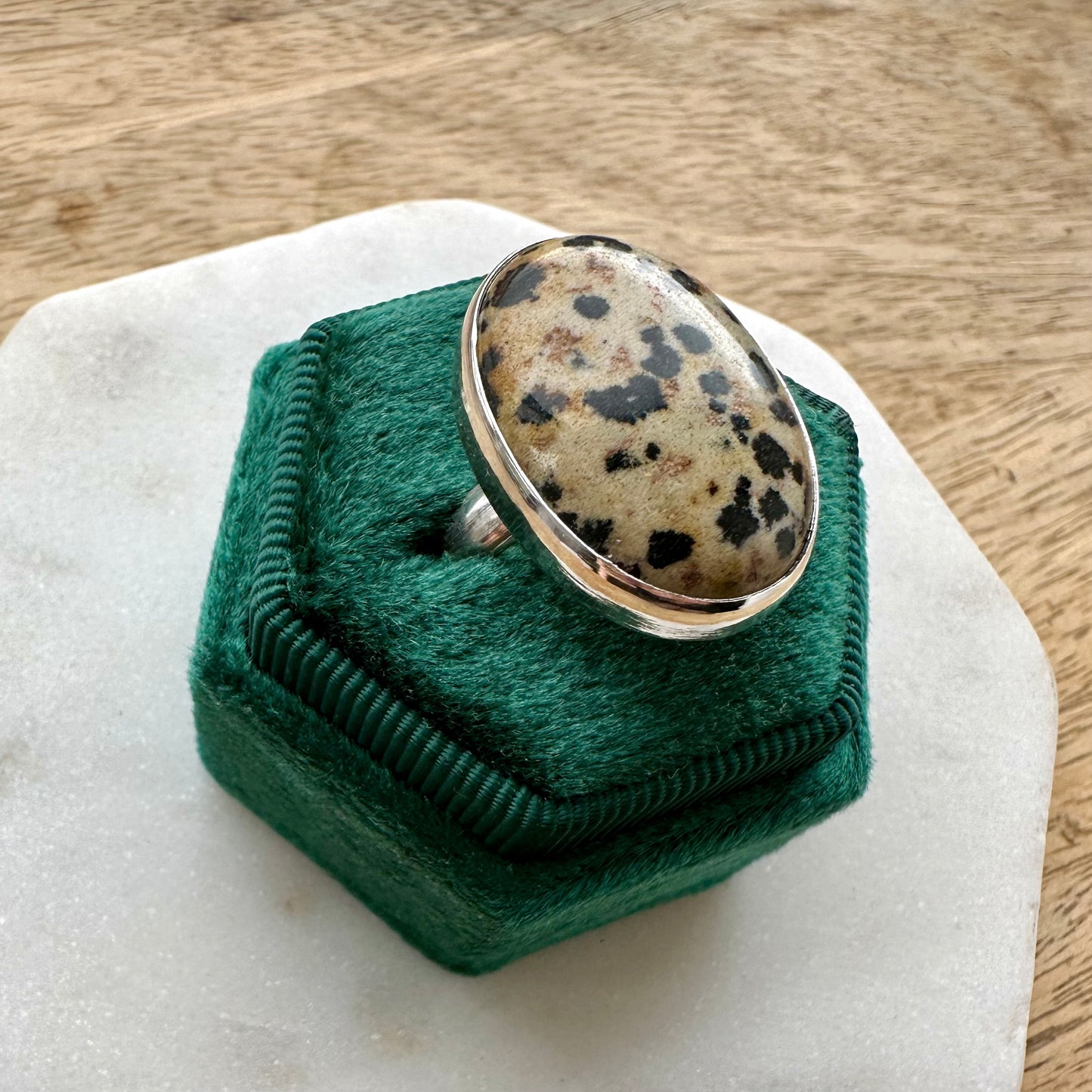 Dalmatian Jasper Statement Ring