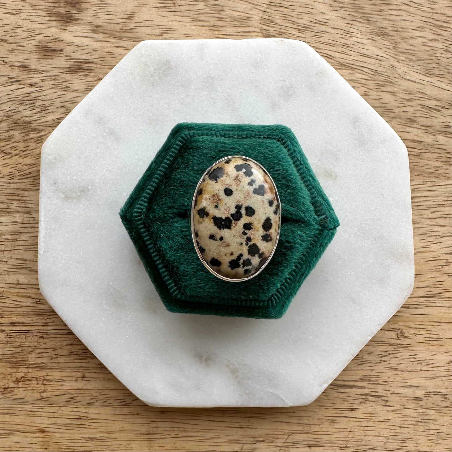 Dalmatian Jasper Statement Ring