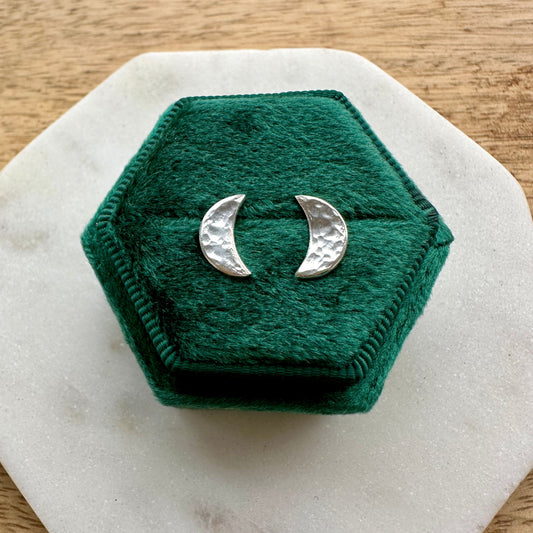 Crescent Moon Stud Earrings