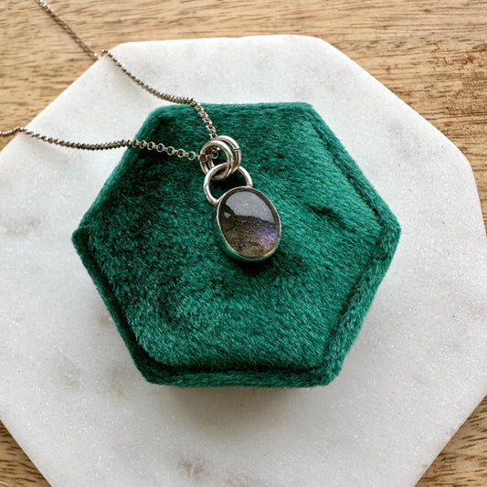 Purple Labradorite Oval Necklace