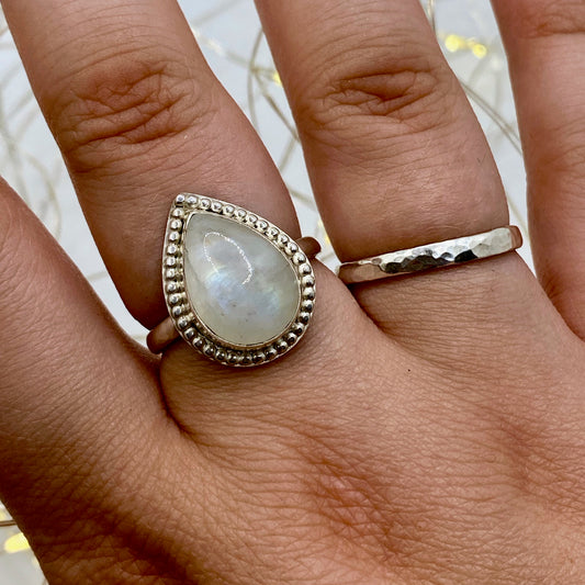 Rainbow Moonstone Statement Ring