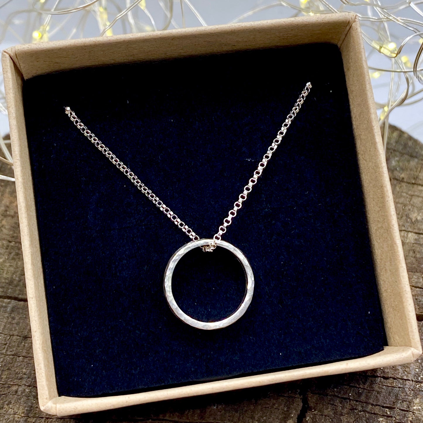 Hammered Small Infinity Ring Necklace