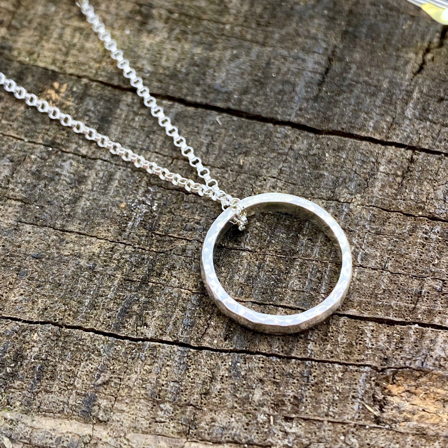 Hammered Small Infinity Ring Necklace
