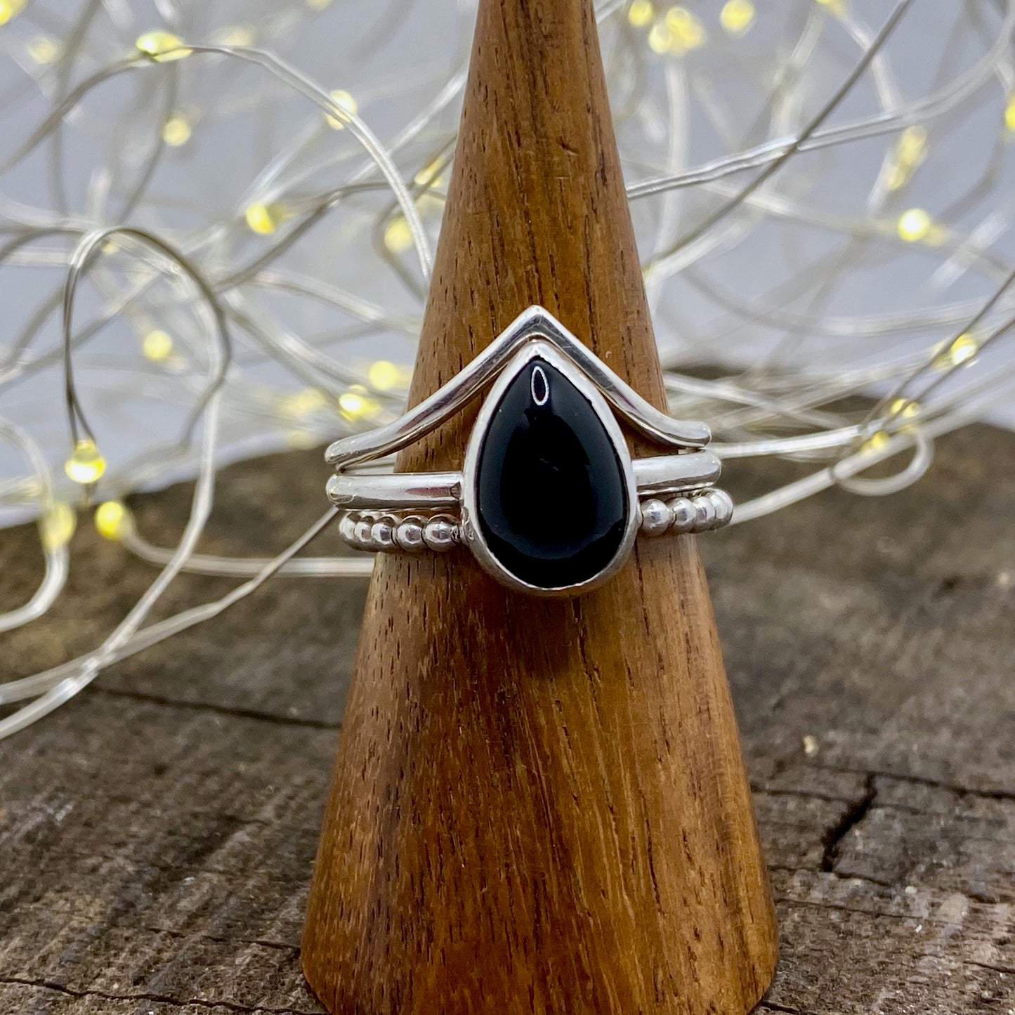 Black Onyx Stacking Ring Set