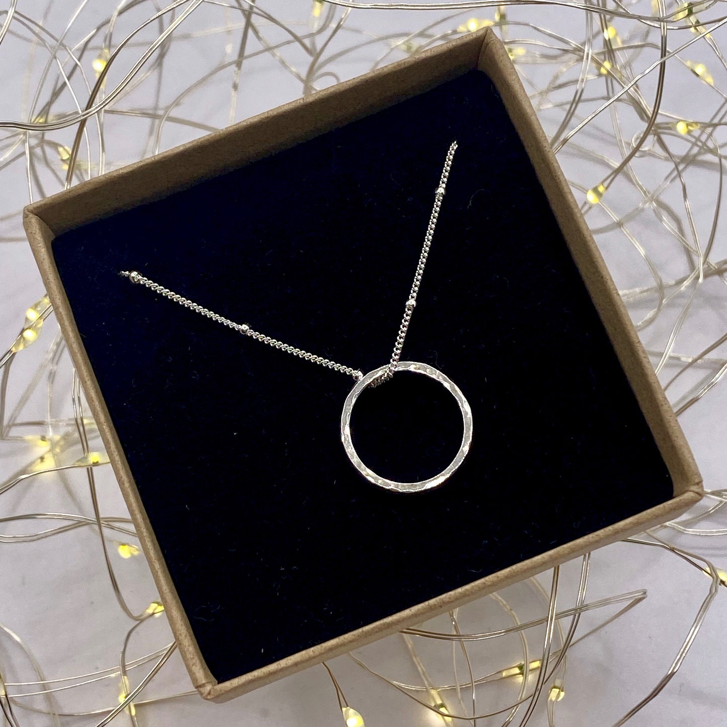Hammered Small Infinity Ring Necklace