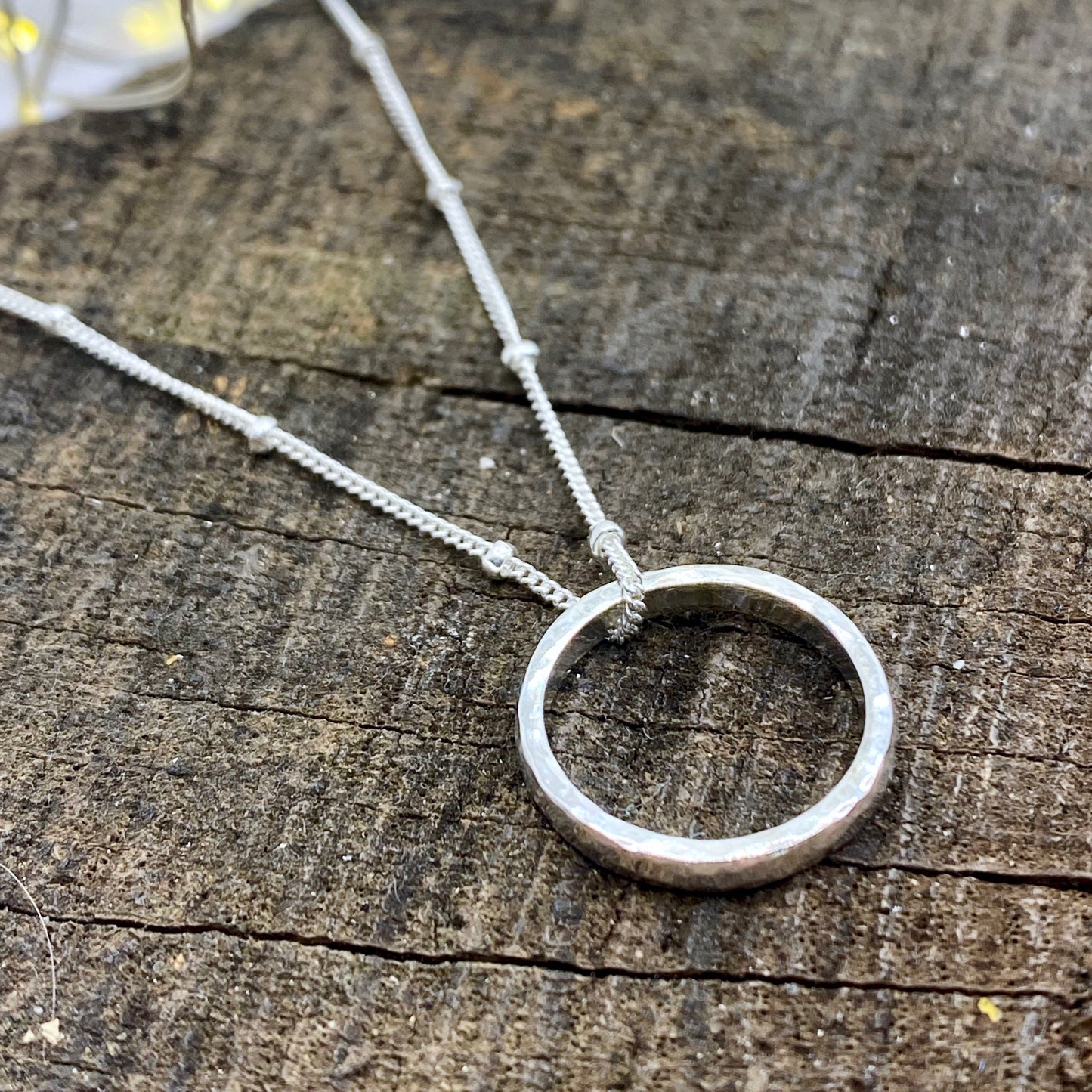 Hammered Small Infinity Ring Necklace