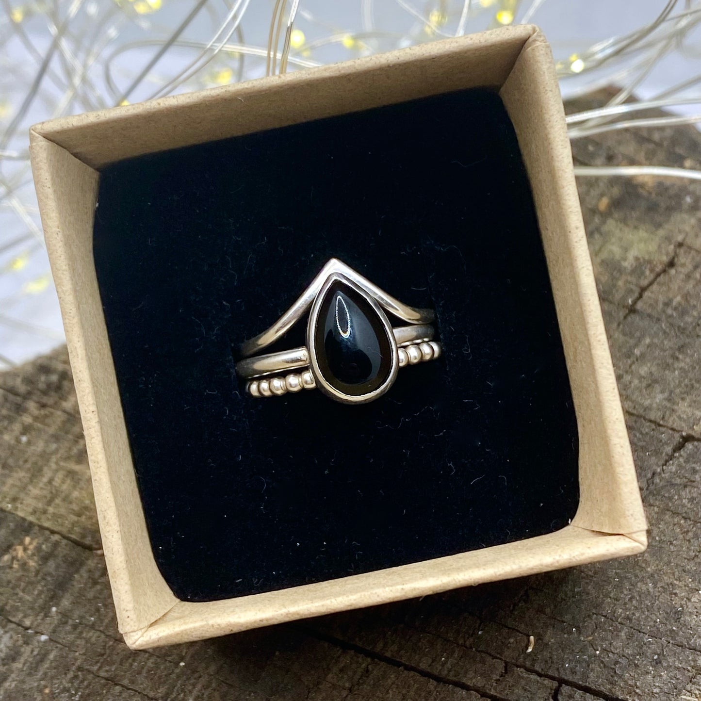 Black Onyx Stacking Ring Set