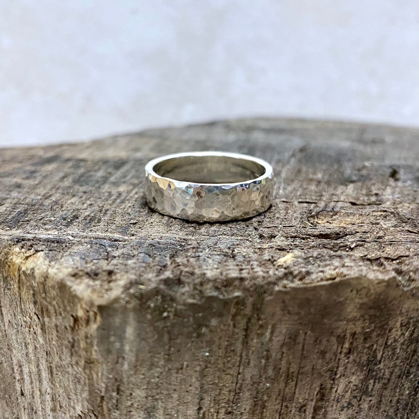 Wide Hammered Ring