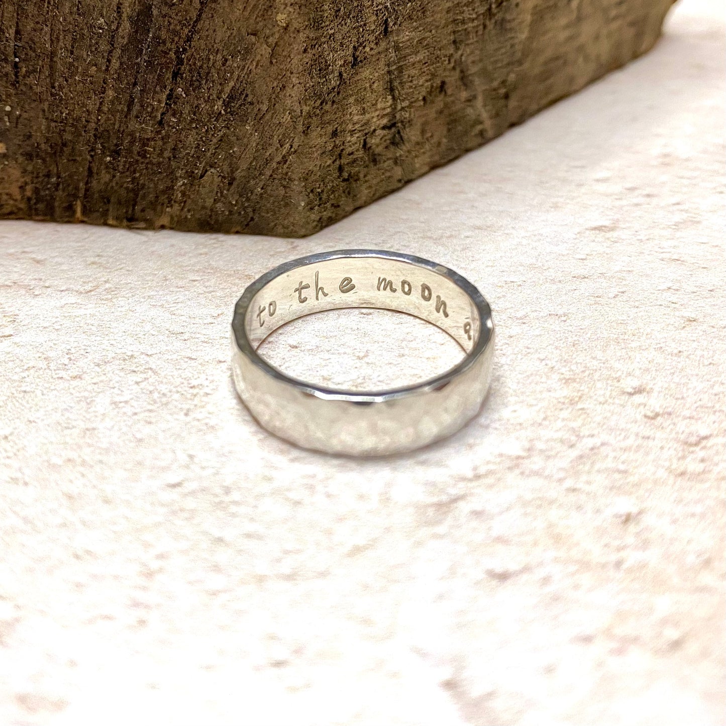 Wide Hammered Ring