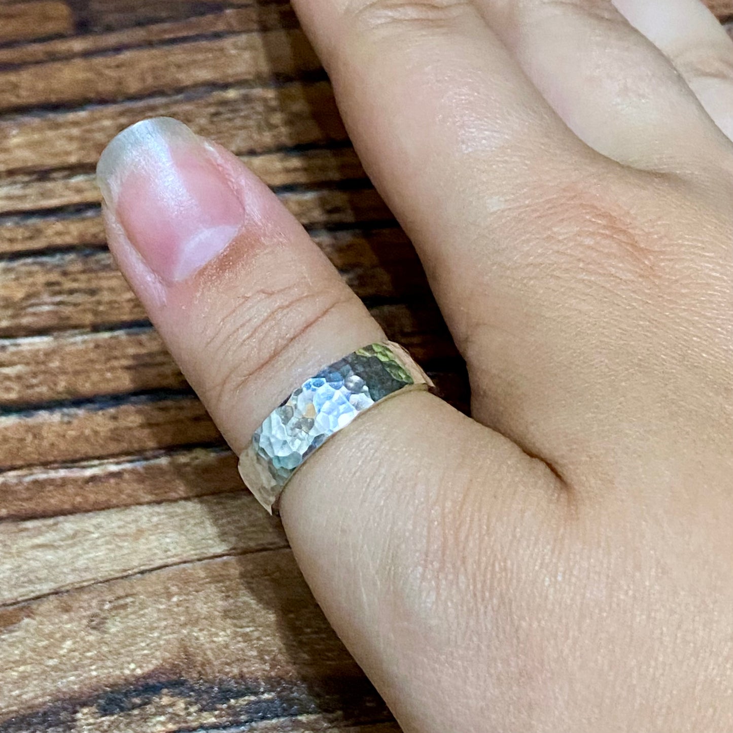Wide Hammered Ring