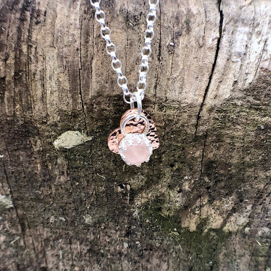 Rose Quartz Copper Heart Necklace