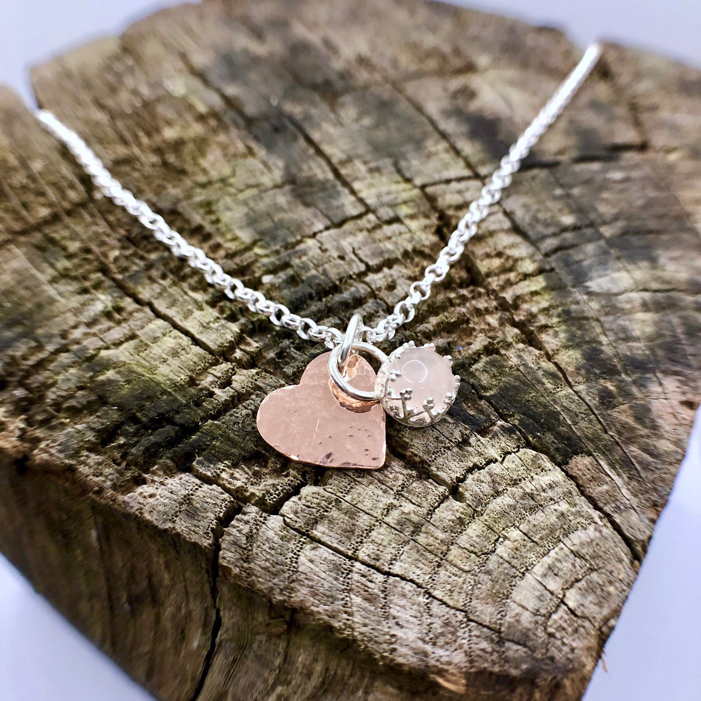 Rose Quartz Copper Heart Necklace