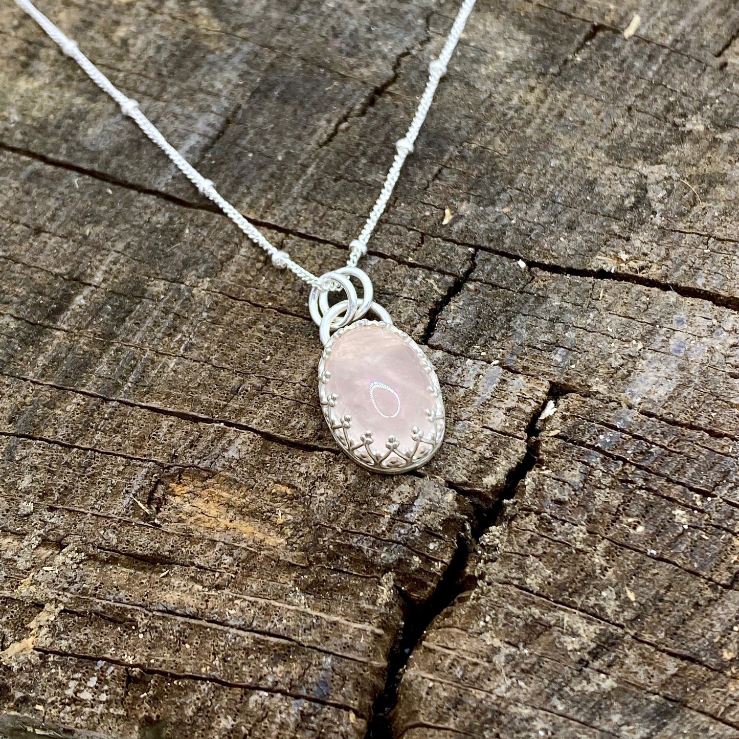 Rose Quartz Heart Cut-Out Necklace