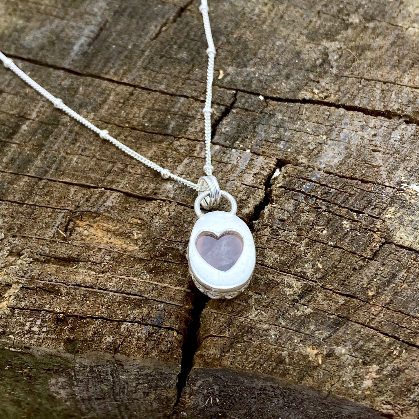 Rose Quartz Heart Cut-Out Necklace
