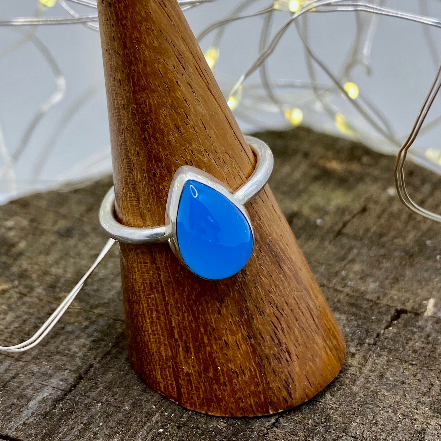 Blue Chalcedony Teardrop Ring