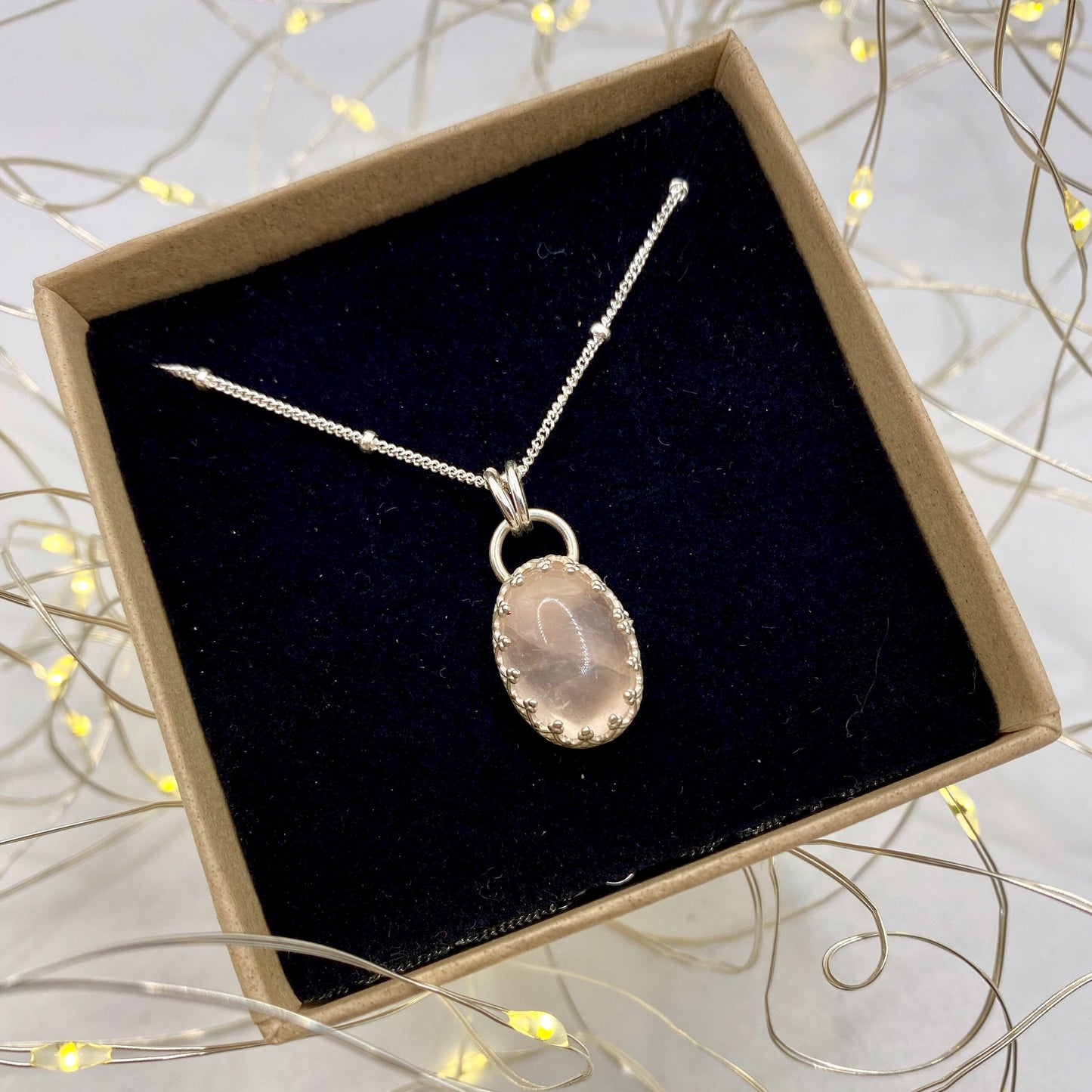 Rose Quartz Heart Cut-Out Necklace