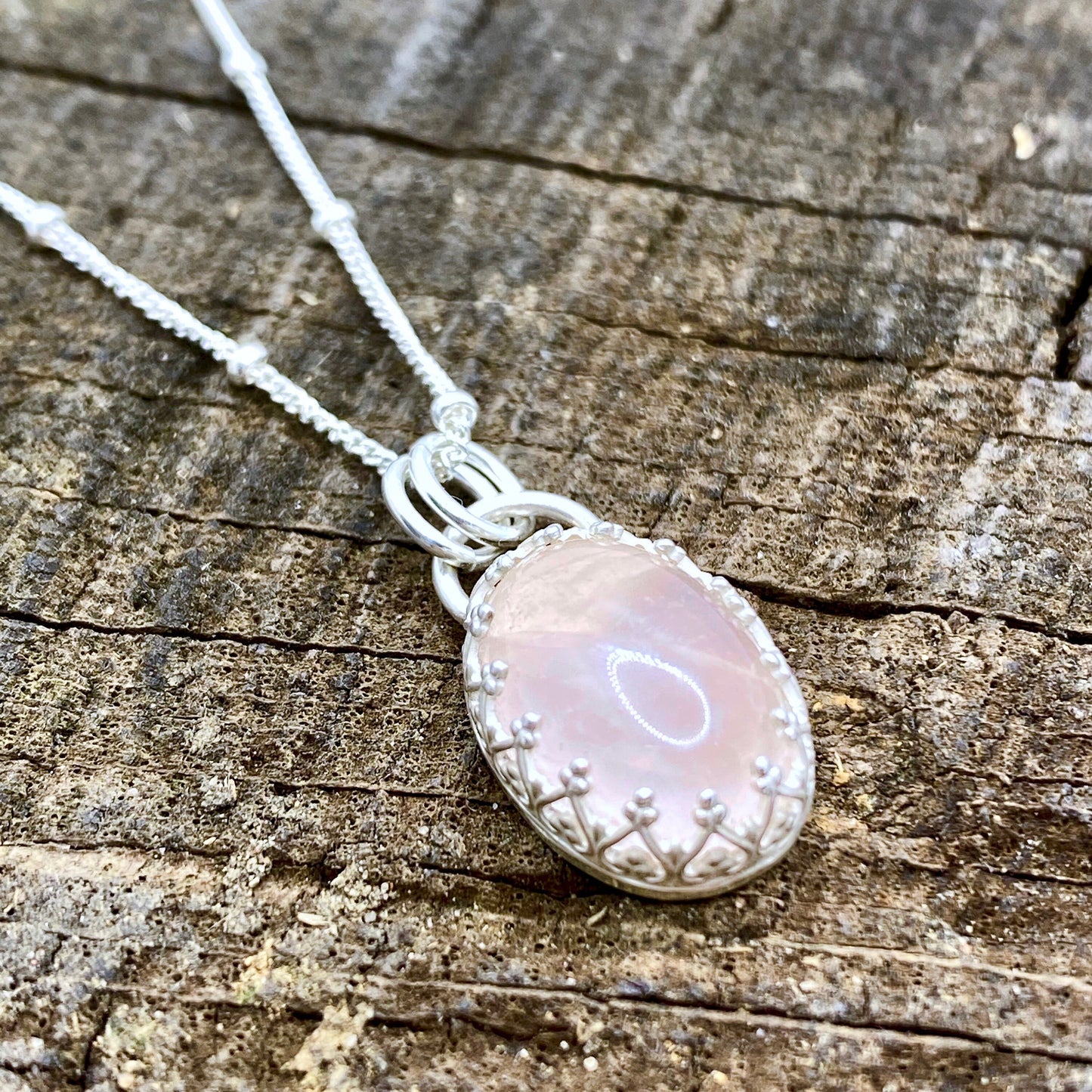 Rose Quartz Heart Cut-Out Necklace