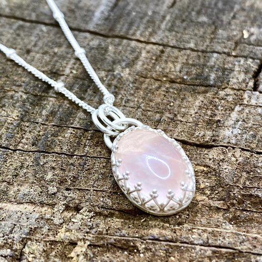 Rose Quartz Heart Cut-Out Necklace