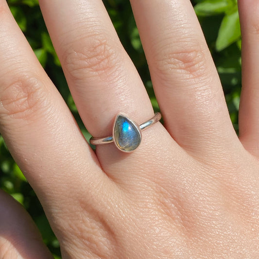 Labradorite Teardrop Ring
