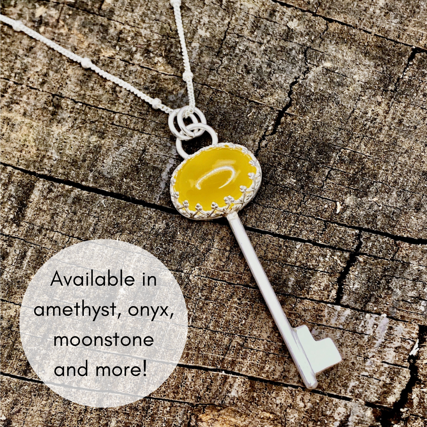 Gemstone Key Necklace