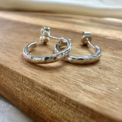 Tiny Hammered Hoop Earrings