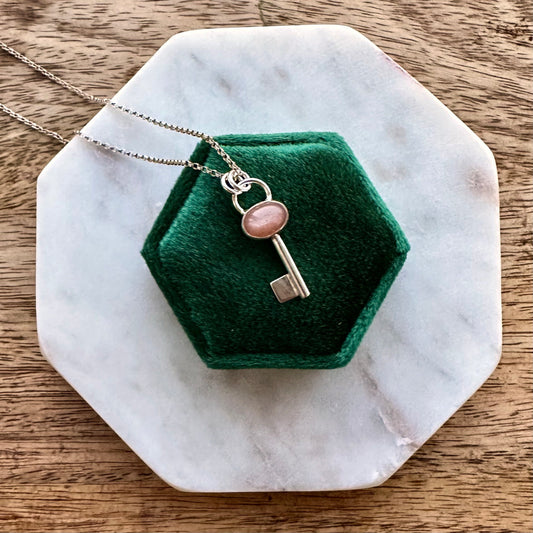 Peach Moonstone Mini Key Necklace