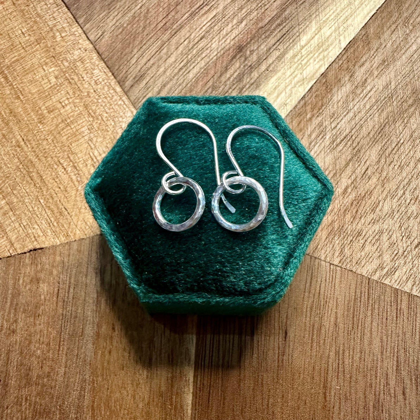 Hammered Circle Drop Earrings