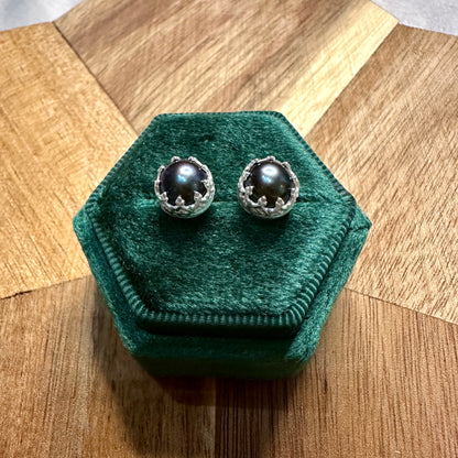 Peacock Pearl Stud Earrings