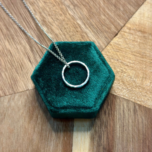 Hammered Small Infinity Ring Necklace