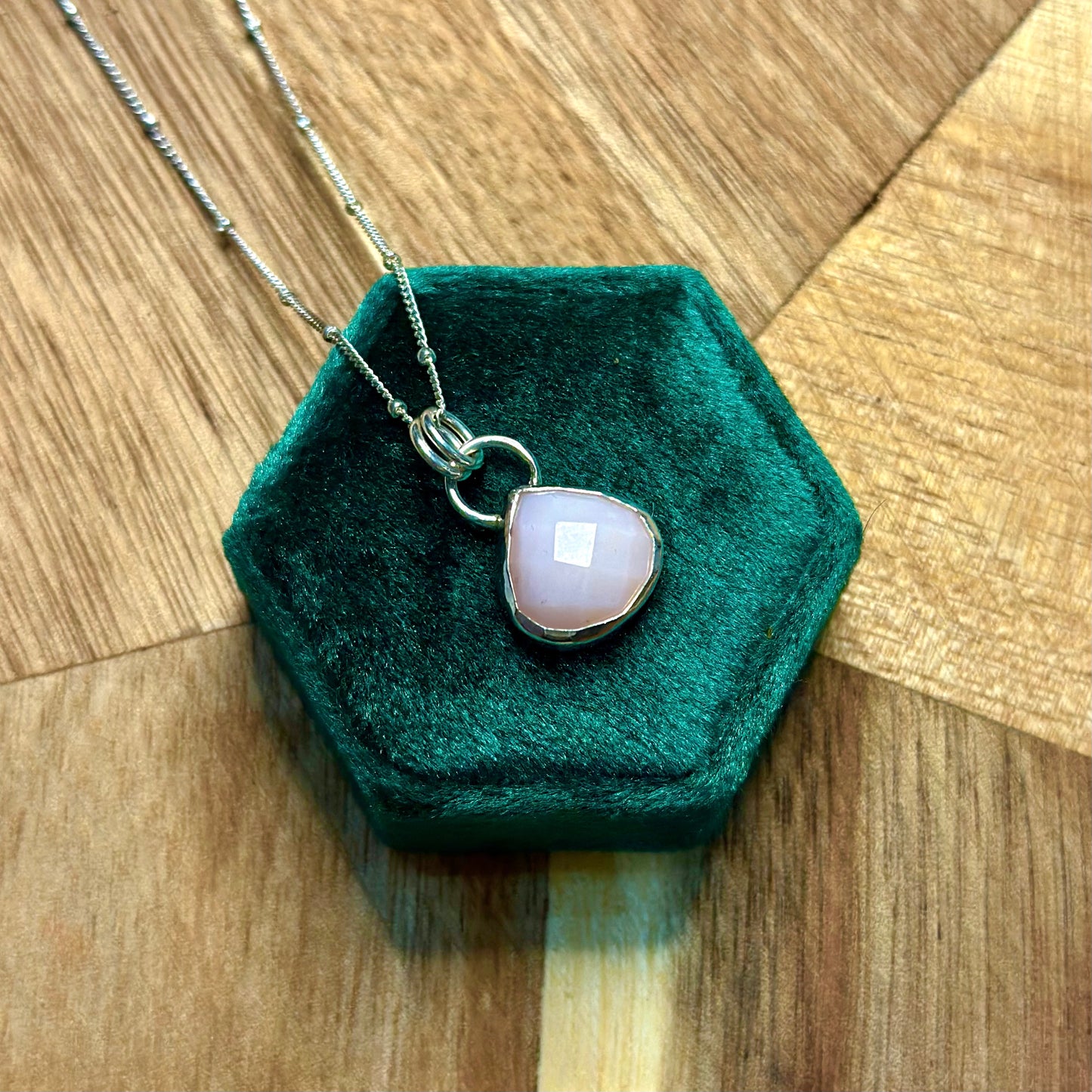 Pink Opal Teardrop Necklace