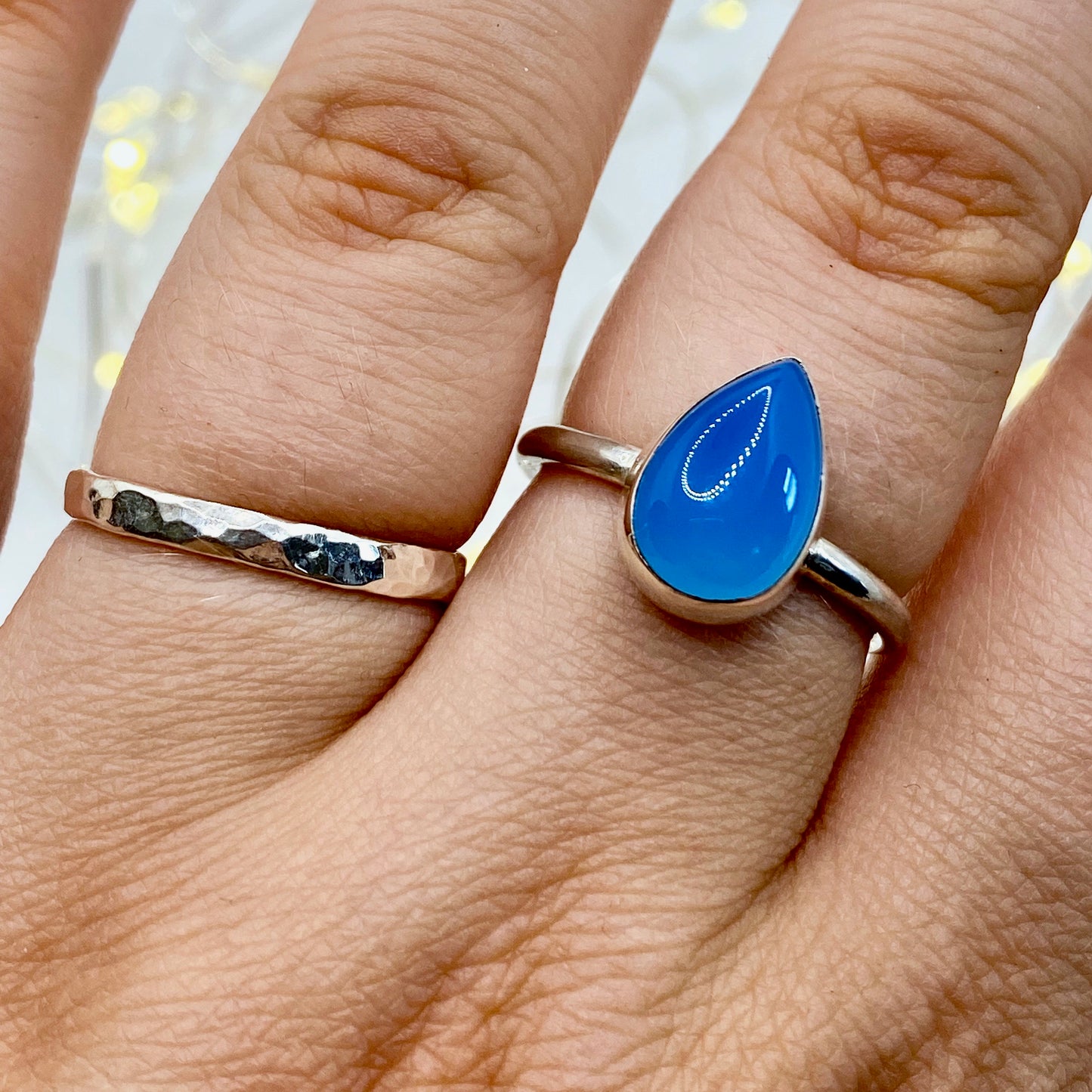 Blue Chalcedony Teardrop Ring