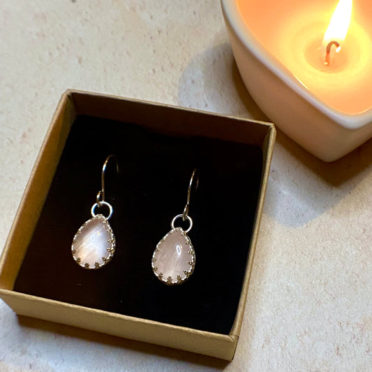 Rose Quartz Teardrop Earrings